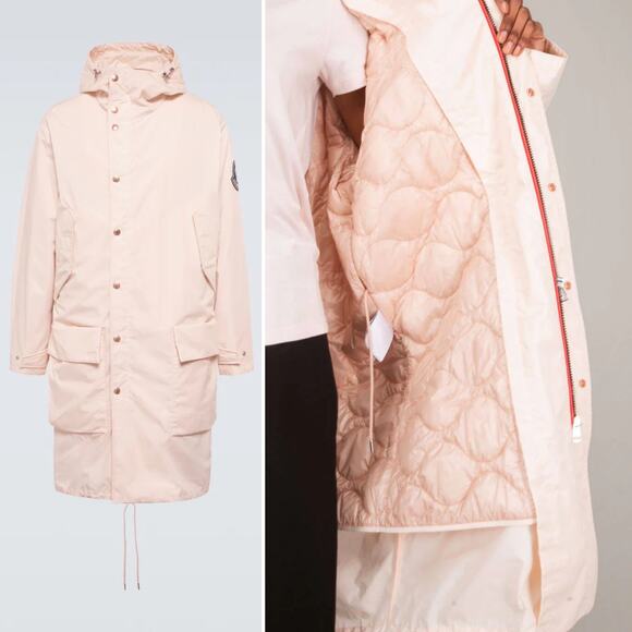 NWT Moncler Elias Oversized Long Parka Jacket Down Filled Light Pink Sz 3/US L - Picture 3 of 15